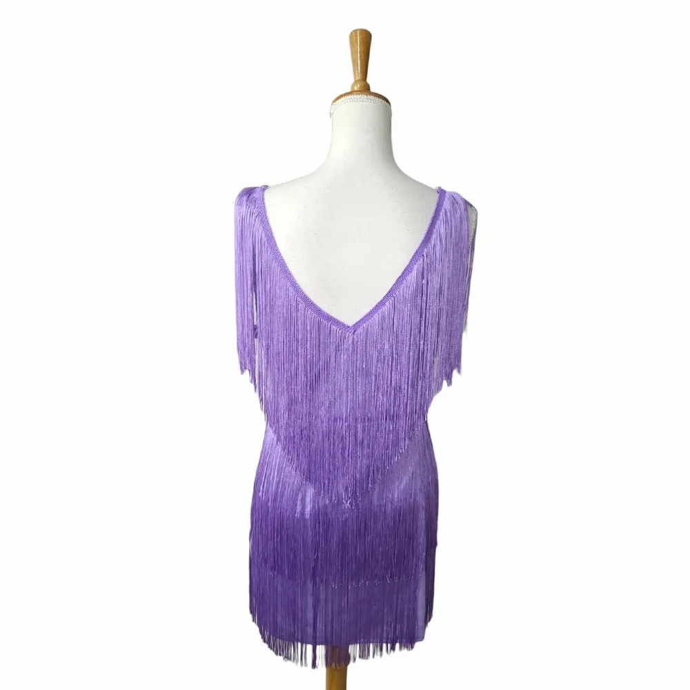 Elegant Purple Fringe Dress - Picture 6 of 13